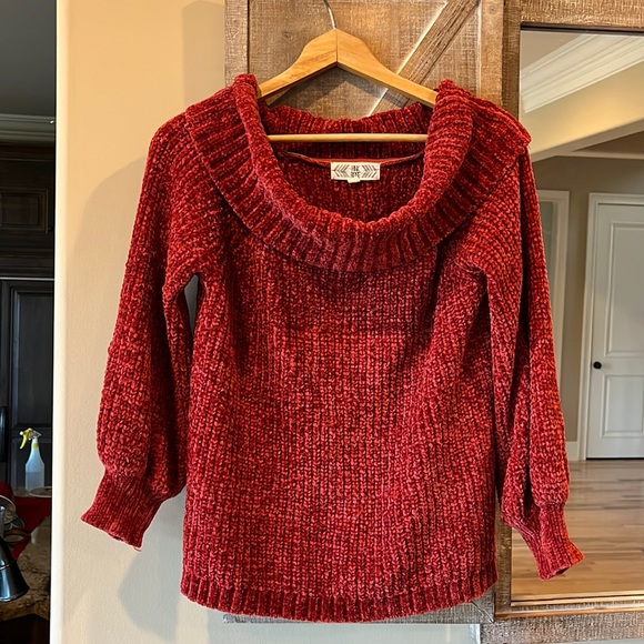 Cozy Rich Chenille Plush Cowl Neck Sweater Womens Medium Rust - Picture 1 of 15